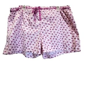 XL 100% Cotton Floral Pajama Shorts with Adjustable Drawstring